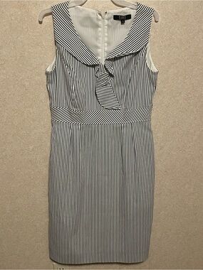 Alex Marie Blue and White Striped Sheath Dress